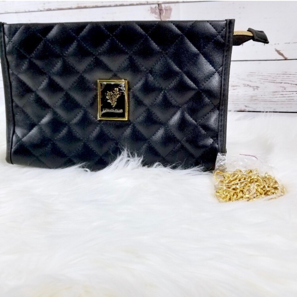 Younique Black Crossbody Quilted Bag w/ Gold Chain